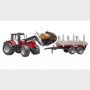 Massey Ferguson 7480 med frontlsser og tr trailer