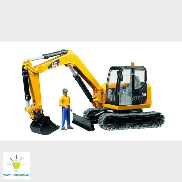Cat Mini gr&auml;vmaskin med byggnadsarbetare  1:16