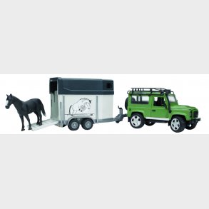 Land Rover Defender, horse trailer, 1 horse 1:16