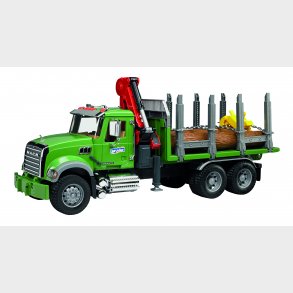 MACK Granite timber truck with loading crane and 3 trunks 1:16