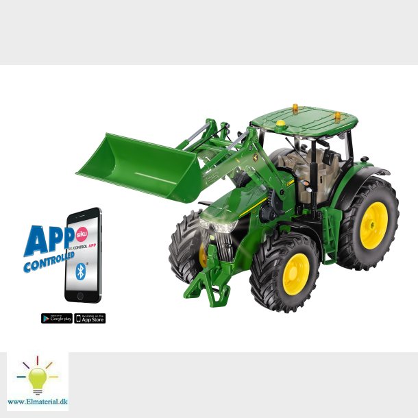 John Deere 7310R med frontlsser og Bluetooth app control