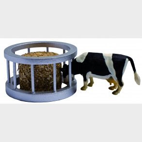 Cattle feeder set with bale and cow 1:32