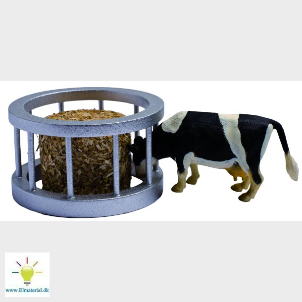 Cattle feeder set with bale and cow 1:32