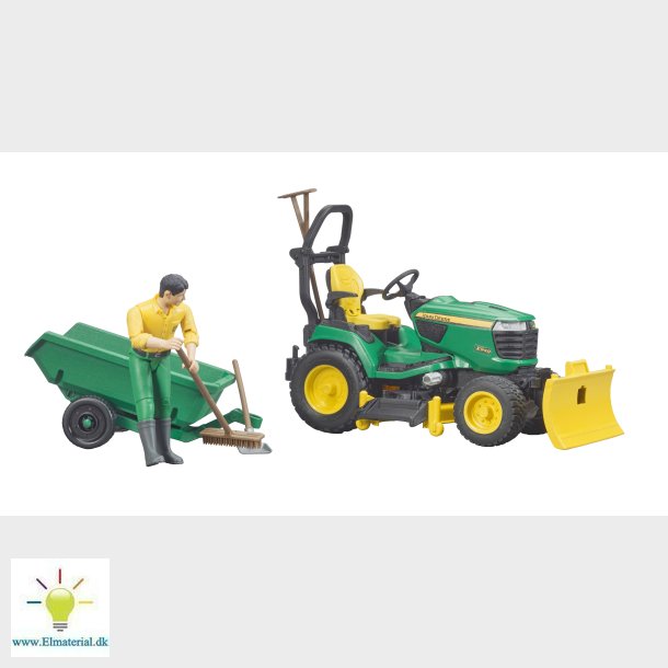 John Deere Lawn traktor med trailer og gartner Farming Toys El og