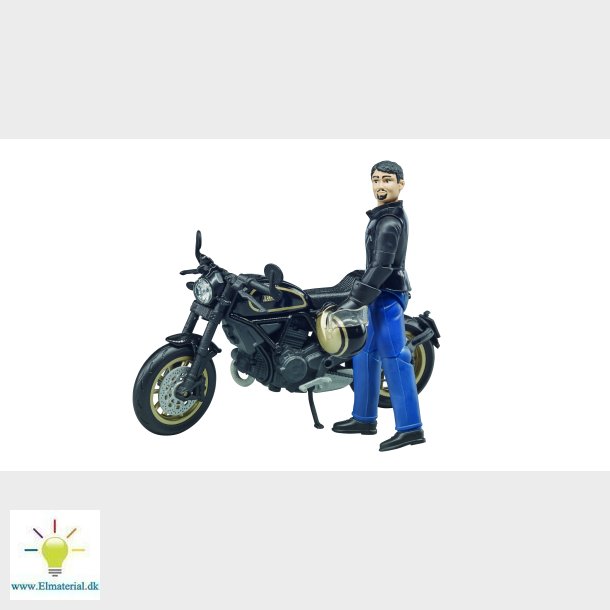 Scrambler Ducati Cafe Racer og motorcyklist 1:16