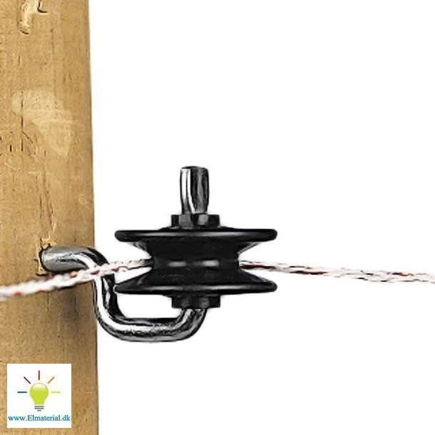 Rulleisolator m/skrue, sort, (5)