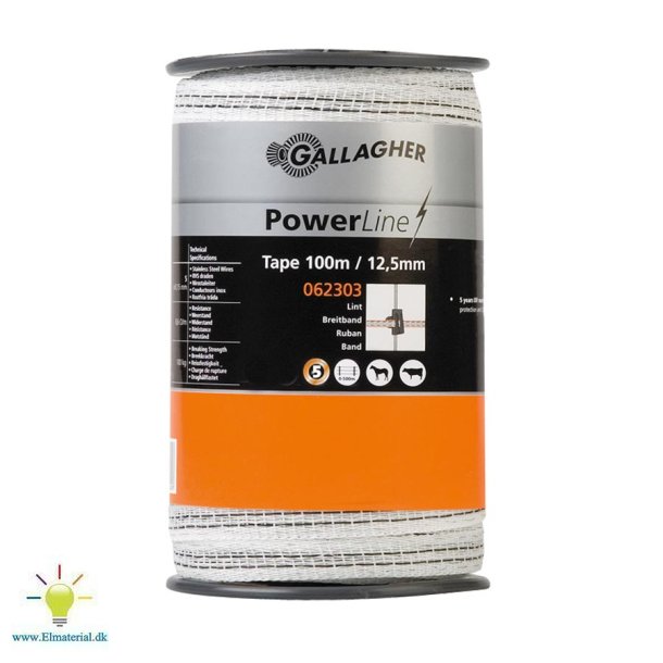 PowerLine bnd 12,5mm hvid 100m