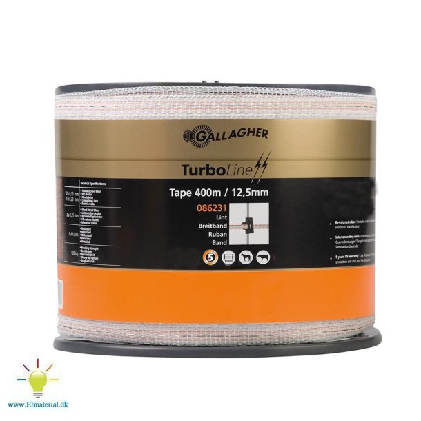 TurboLine-bnd 12,5mm hvid 400m