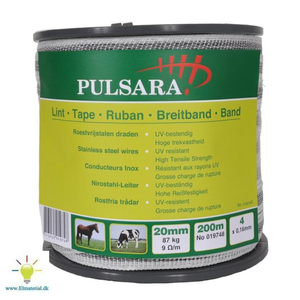 Bnd 20mm, 4 SS-trde, hvid, 200m