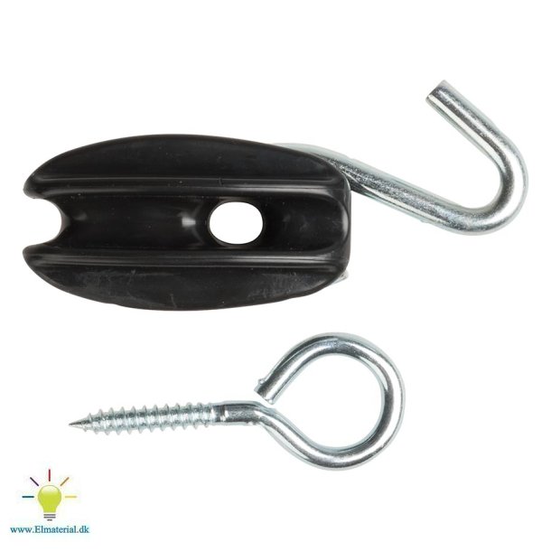 ggeformet isolator, sort, med krog og jebolt (10)