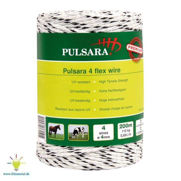 Flexireb, 2 SS-trde, 2 CU-trde, hvid, 200m