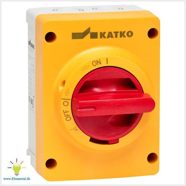 Sikkerhedsafbryder 16A 4P 2xM25P, Gul/r�d, KEM416YRM2-M25P