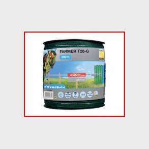 Elektriskt staketband 200m, 20mm, 4x0, 16 rostfritt stl, grangrön