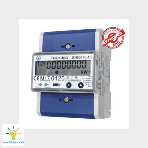 KWH mler 3-faset LCD 5(80)A 4M MID S0-snitflade RS485, TCIDL-MID