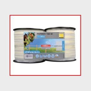 Elektrisk staketband 200m, 20mm, 4x0, 15 rostfritt stl, vit / gul (pack med 2x200mtr)