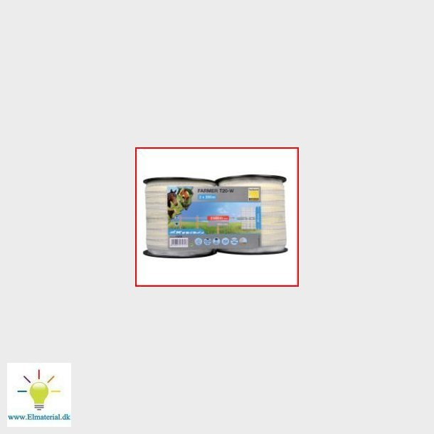 Elektrisk Hegn Tape 200M, 20Mm, 4X0, 15 Rustfrit Stl, Hvid/Gul (Pakke Med 2X200Mtr)