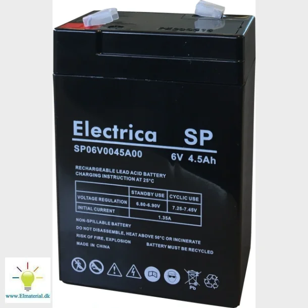 Electrica Blybatteri - AGM -  6v/4,5Ah
