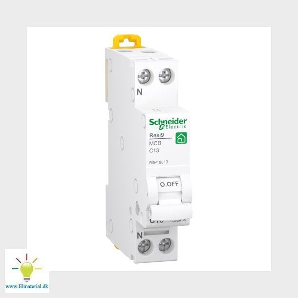 Resi9 Automatsikring XP MCB 1P+N C 13A 6kA, 18 mm, R9P19613