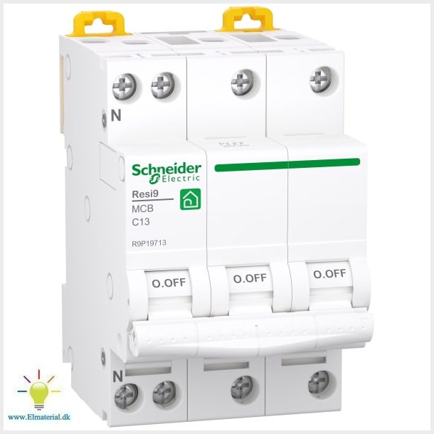 Resi9 Automatsikring XP MCB 3P+N C 13A 6kA, 54 mm, R9P19713