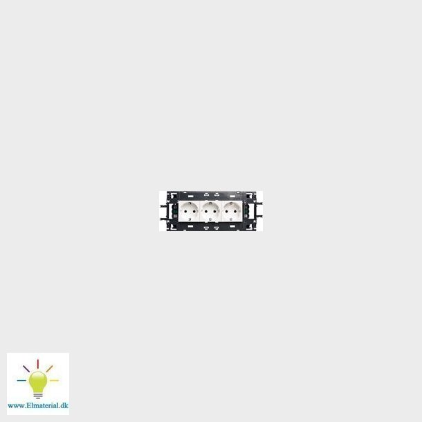 Schuko Stikkontakt Tripel Hvid 3X2P+J