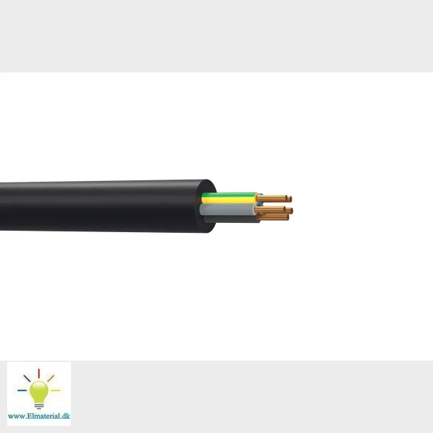 Gummikabel 5G4 mm� H07RN-F sort 450/750V 500 meter tromle, kabel diameter 15,6 mm