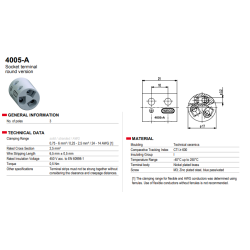 Rund porcelnsmuffe 3P 0.25 - 2.5 mm
