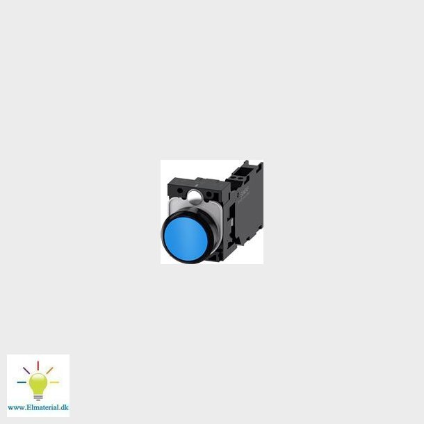 Trykknap, 22Mm, Rund, Plast, Bl, Flad