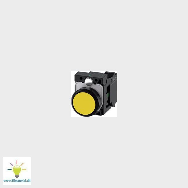Trykknap, 22Mm, Rund, Plast, Gul, Flad
