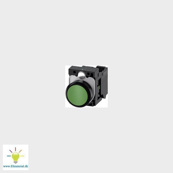 Trykknap, 22Mm, Rund, Plast, Grn, Flad