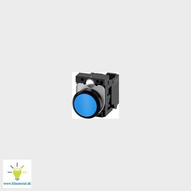 Trykknap, 22Mm, Rund, Plast, Bl, Flad
