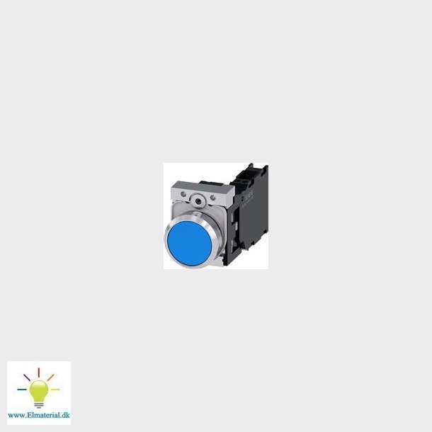 Trykknap, 22Mm, Rund, Metal, Bl, Flad