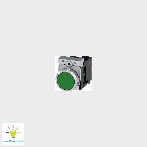 Trykknap, 22Mm, Rund, Metal, Grn, Flad