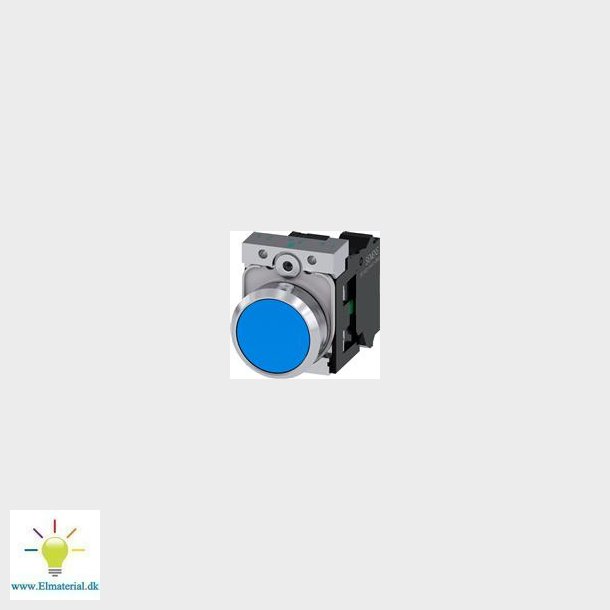 Trykknap, 22Mm, Rund, Metal, Bl, Flad