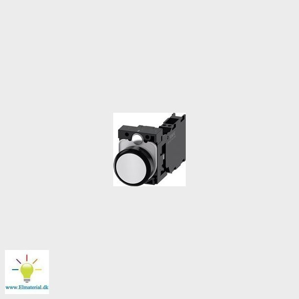 Trykknap, 22Mm, Rund, Plast, Hvid, Flad