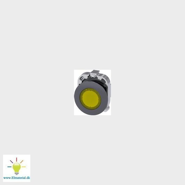 Oplyst Trykknap, 30Mm, Rund, Metal, Gul