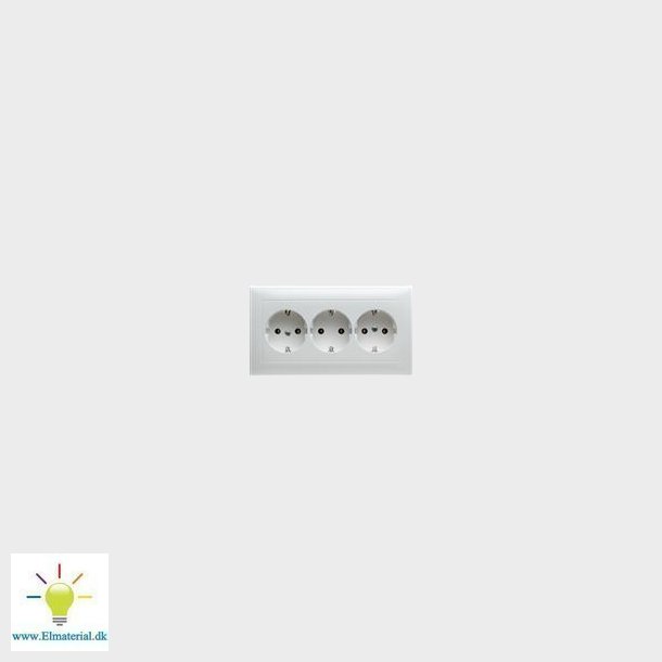 Stikkontakt 3 Mod Uden Pillesik S. Hvid