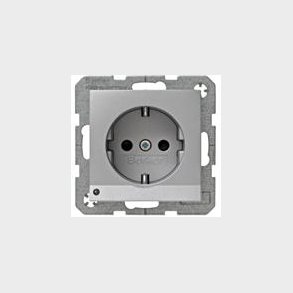 Stikkontakt M/Led Lys S./B. Alu