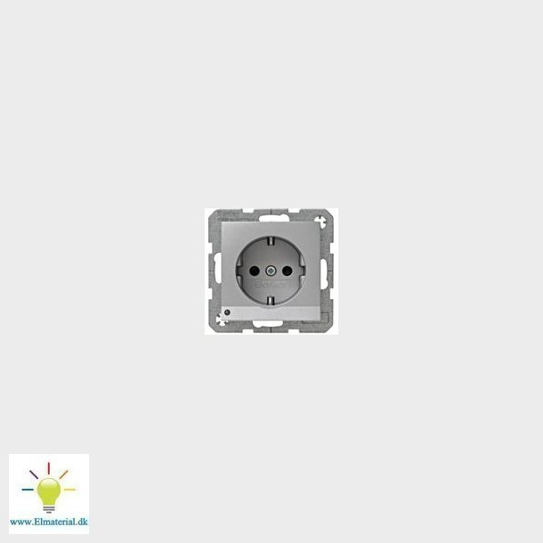 Stikkontakt M/Led Lys S./B. Alu