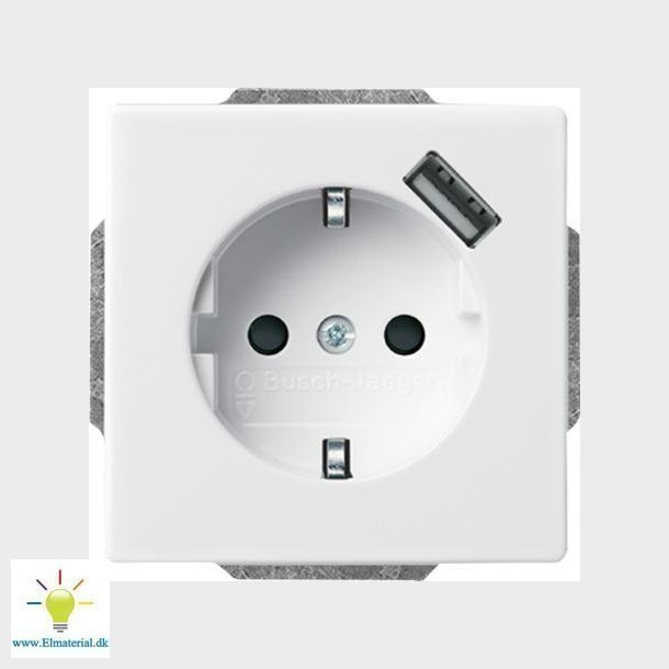 Usb-Stikkontakt 16A/700Ma (Semi-Komplet) 1 Modul Hvid