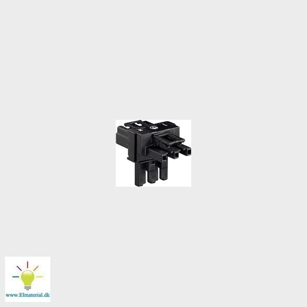 T-Stykke 1Xstik/2Xsokkel, 3-Pol