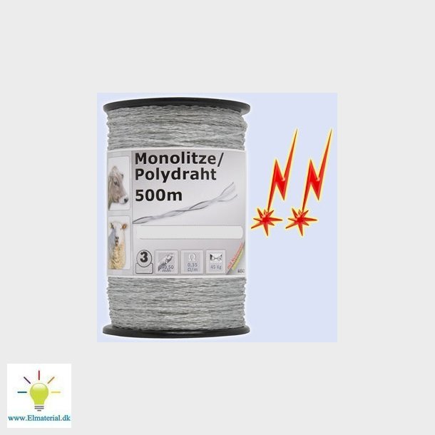 Mono-Fletning Polydraht Hegn 500M, Gennemsigtig