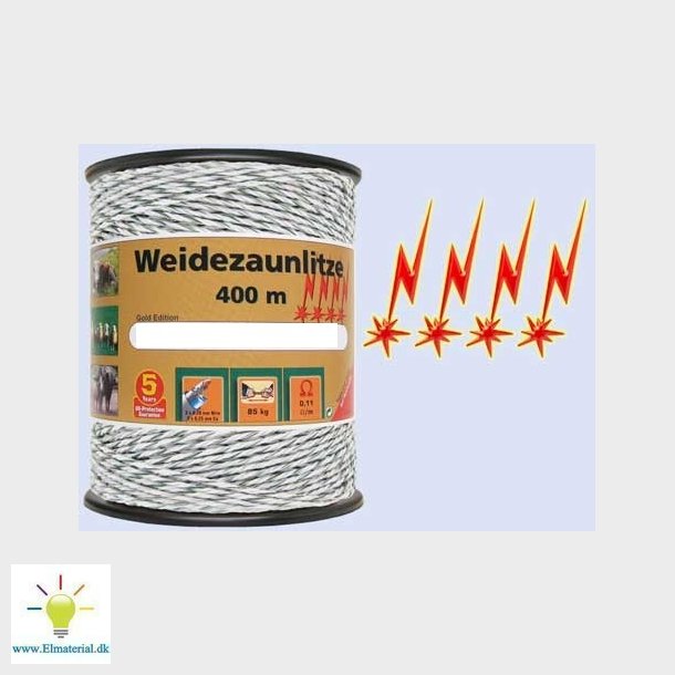 Hegnstrd 400M 3X0,25 Kobber+3X0,2 Rustfrit, Farve Hvid-Grn