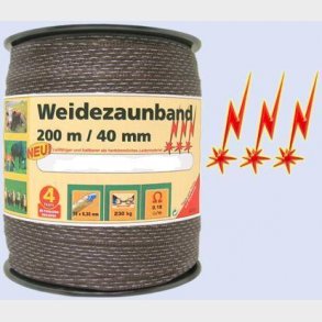 Elektrisk staketband 200m, 40mm, 10x0, 30 Fe-Zn-L FX Brown 3 ***