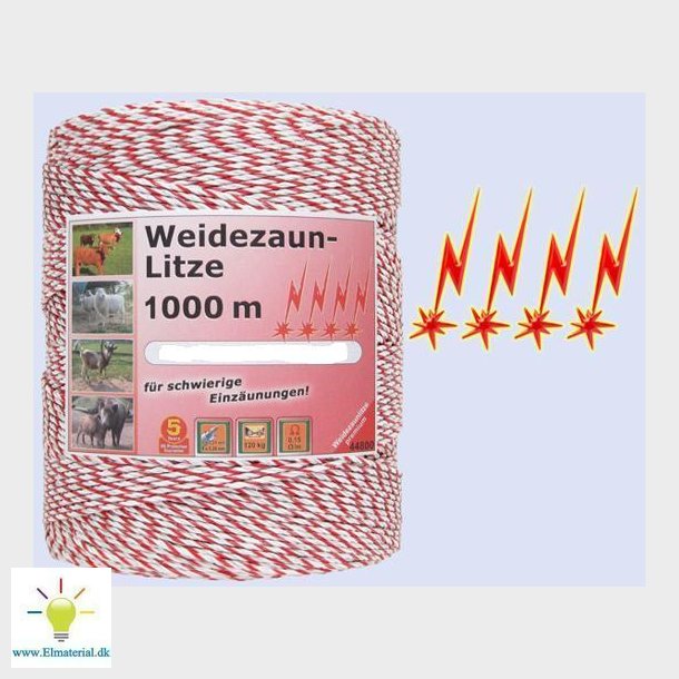 Staketgnga 1000m, 1x0, 25 koppar + 8x0, 2 rostfritt stl, vit och rd 4 *