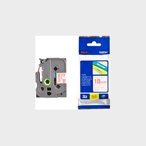 Tejp Vit Röd Text 18Mm Tze242