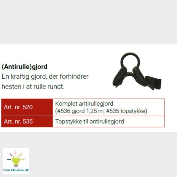 Topstykke til antirullegjord