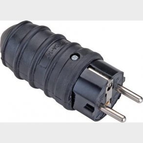 Plugg Schuko Gummi Svart 250V 16A