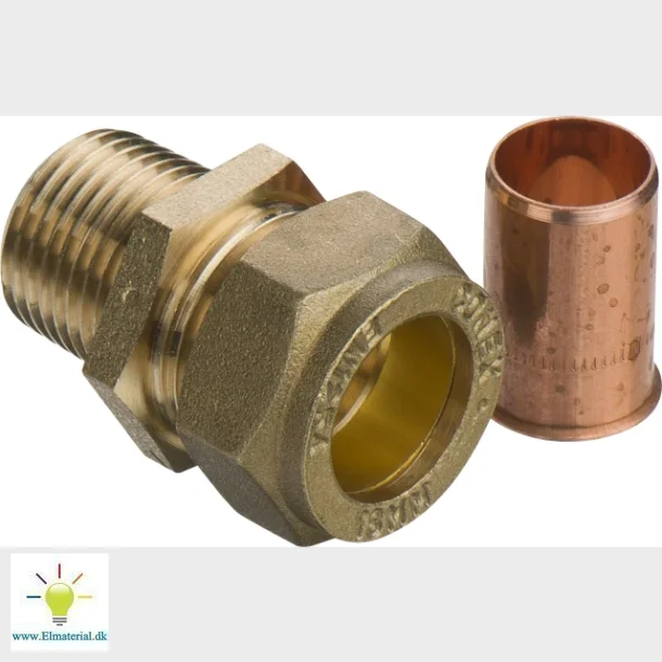 komp. overgang lige 18 mm x 1/2" n cu