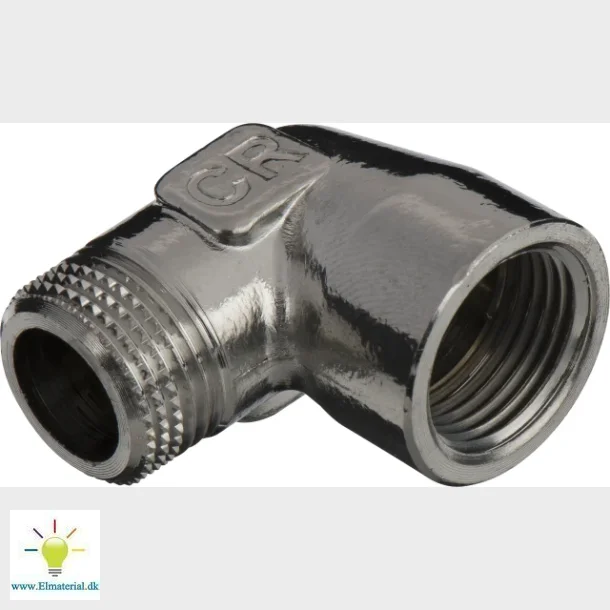 vinkel 90 gr. 3/8" mn krom