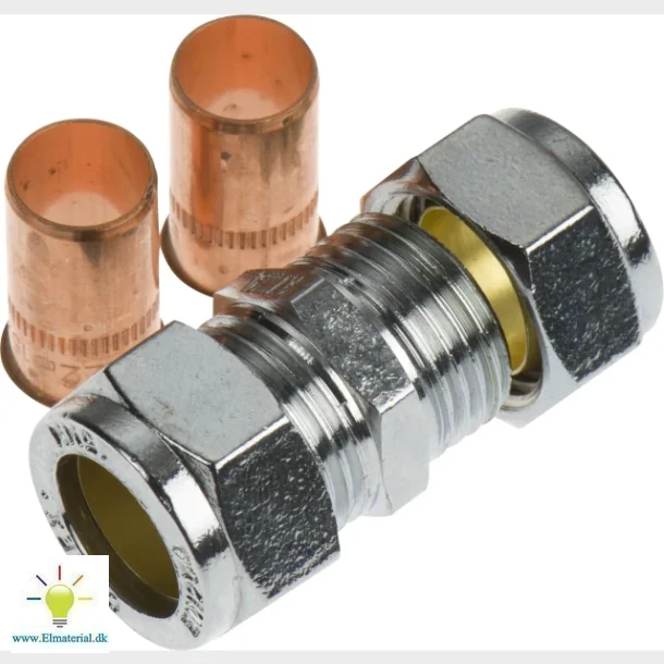 forkromet samler 15mm til kobberrr